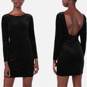 EXPRESS Velvet Glitter Sparkle Dot Backless Black Silver